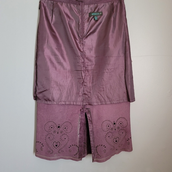 Sienastudio Suede 100% Leather Skirt with Laser Cut design. Size 8P - Picture 8 of 13